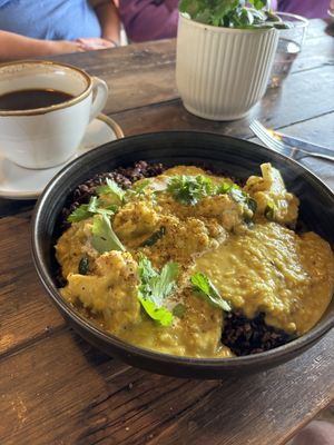 Roasted cauli and lentil dhal  at The Kitchen @ Brixton Yoga in Leamington Spa