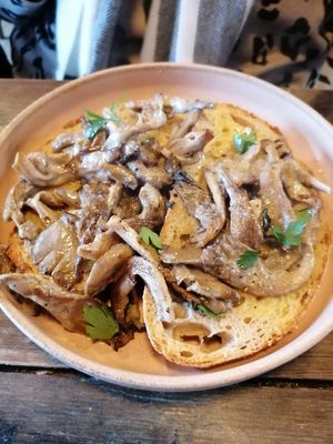 Oyster mushrooms on toast at The Kitchen @ Brixton Yoga in Leamington Spa