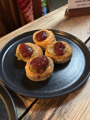 Stuffing and cranberry vol au vents  at The Kitchen @ Brixton Yoga in Leamington Spa