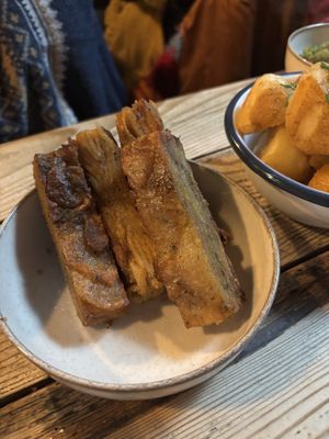 Crispy parsnip gratin  at The Kitchen @ Brixton Yoga in Leamington Spa