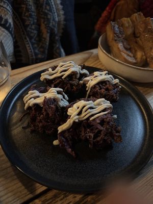 Red cabbage fritters- fab!  at The Kitchen @ Brixton Yoga in Leamington Spa