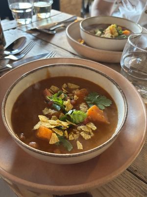 POTATO & BLACK BEAN POZOLE - the stand out dish of the evening for me  at The Kitchen @ Brixton Yoga in Leamington Spa
