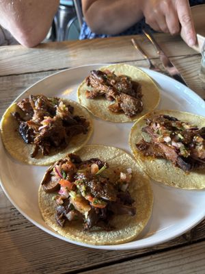 TRIO OF TACOS #1
CHIPOTLE MUSHROOM TACO WITH BIRRIA STYLE SAUCE  at The Kitchen @ Brixton Yoga in Leamington Spa