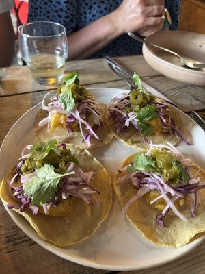 #3 CRISPY 'TO-FISH' TACO WITH SLAW & GREEN SALSA  at The Kitchen @ Brixton Yoga in Leamington Spa