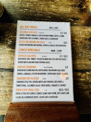 Current menu   at The Kitchen @ Brixton Yoga in Leamington Spa