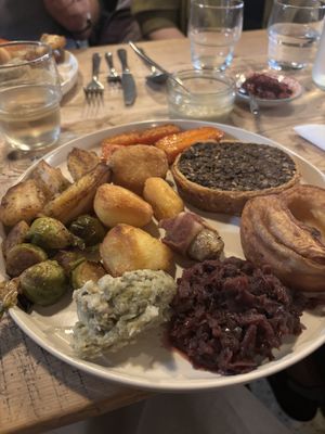 - NUT ROAST WELLINGTON - and all the trimmings - very good but rather filling !  at The Kitchen @ Brixton Yoga in Leamington Spa