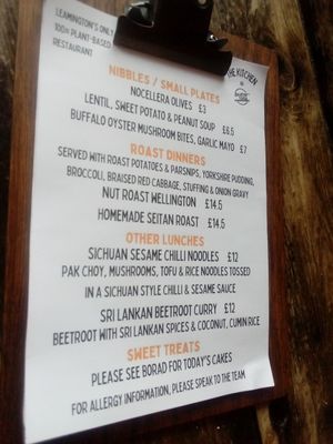 Sunday Menu at The Kitchen @ Brixton Yoga in Leamington Spa