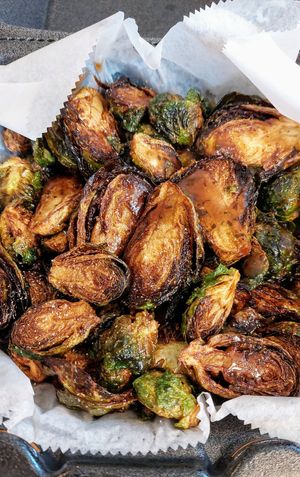 Glazed brussels, huge portion at Clean Plates Café & Juice bar  in Reading