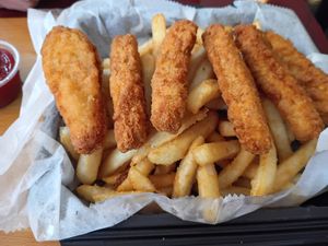 "Chicken" Tenders and Fries at Clean Plates Café & Juice bar  in Reading
