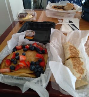 Breakfast burrito, complete brunch and cheezsteak. at Clean Plates Café & Juice bar  in Reading