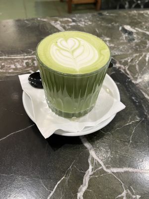 Matcha with oat milk   at Man Versus Machine Coffee Roasters  in Munich