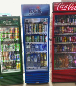 Beverage cooler at K+ Mark Phu Quoc Supermarket in Phu Quoc