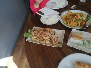Mango salad with tofu & lemongrass stir fry at Viet Chefs in North London