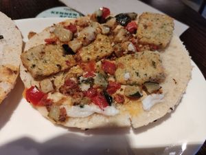 Inside of falafel flatbread at DUS - Starbucks - TB in Dusseldorf