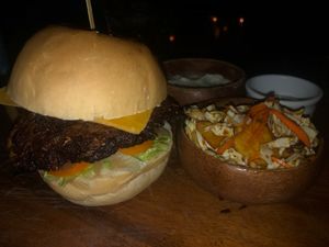 Vegan burger with side salad at Ambassador In Paradise Resort in Boracay