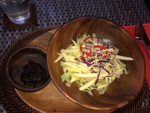 The mango/lettuce salad with incredible glaze on the side at Ambassador In Paradise Resort in Boracay
