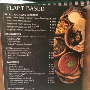 a full plant based page i the menu at Ambassador In Paradise Resort in Boracay