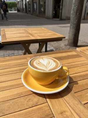 Cappuccino with oatmilk   at Margit Café in Helsingborg