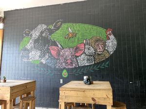 Painting on the wall at Avocado Punk in Aguascalientes