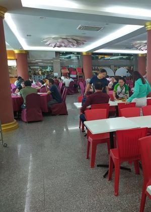 Seating area at Gandhara Vegetarian Restaurant in Kuching