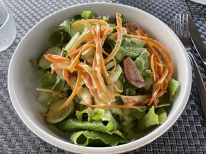 Salad starter  at Finch Bay Galapagos Hotel in Puerto Ayora