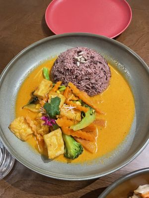 Pad prick gang tofu with ricee  at Khu Khu CBD in Auckland