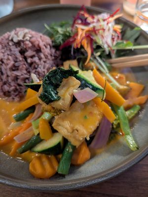 Pad Prik Gang Tofu with Rice at Khu Khu CBD in Auckland