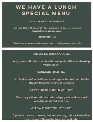 Lunch special menu at Khu Khu CBD in Auckland