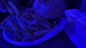 Bergy burger and chips  at I Should be Souvlaki Canteen   in Brunswick