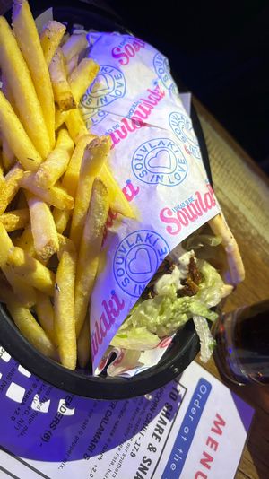 Signature souvlaki and chips   at I Should be Souvlaki Canteen   in Brunswick