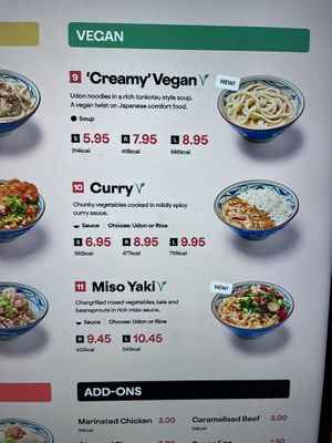 Menu options  at Marugame Udon - Kensington Arcade in West London