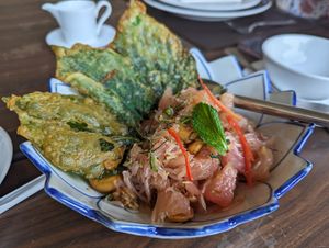 Pomelo Salad at Supatra River House in Bangkok
