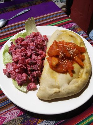 Veggie calzone at Otra Cosa in Huanchaco