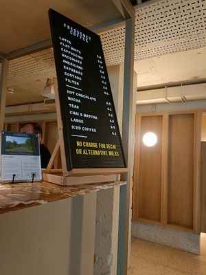 Drink selection at Frequency Coffee in London