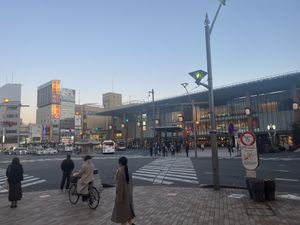 Across the road from the JR station  at Sobatei Aburaya - そば亭 油や in Nagano