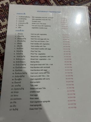 Vegetarian/vegan menu   at Noi & Ni Restaurant in Nong Khiaw