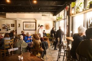 Cozy, sunny space at Five Mile Eatery in Lafayette