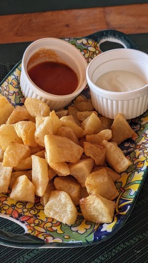 Papas Bravas (180PHP | 3.2$) at Belle's Beach Bar in San Juan