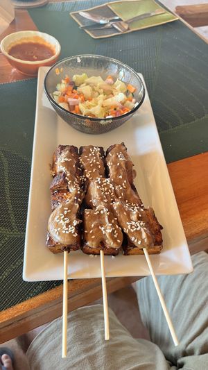 Tofu satay  at Belle's Beach Bar in San Juan
