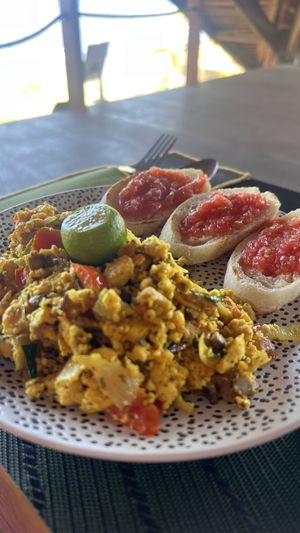 Scrambled tofu  at Belle's Beach Bar in San Juan