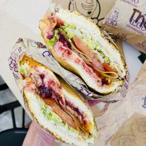 The Pilgrim with vegan turkeyy  at Ike's in San Francisco