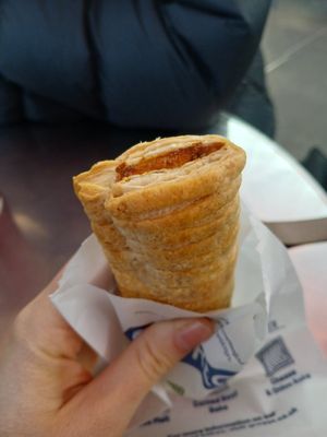 Vegan sausage roll at Greggs - Kings Cross in North London