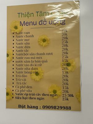 Menu   at Thien Tam in Ho Chi Minh City