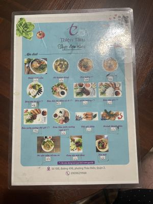 Menu   at Thien Tam in Ho Chi Minh City