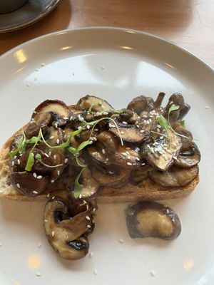 Miso Mushrooms on Sourdoughh  at On The Bridge in New Mills