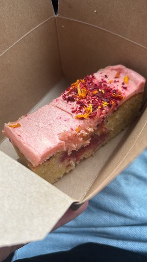 Blood orange and raspberry loaf   at On The Bridge in New Mills