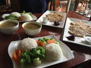 Cute spot, delicious and simple meal! 😋  at Suananda Vegetarian Garden in Bangkok