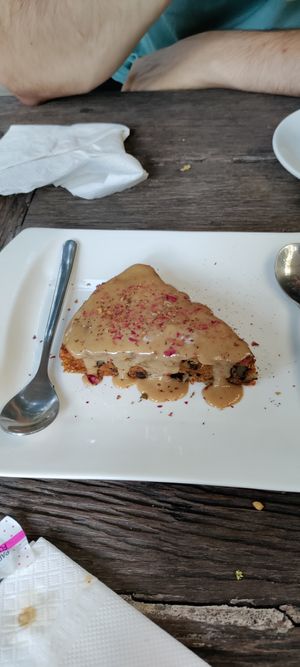 Delicious carrot walnut cake at Suananda Vegetarian Garden in Bangkok