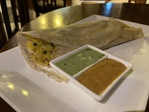 Masala crepe (dosa)  at Suananda Vegetarian Garden in Bangkok