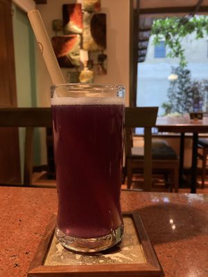 Butterfly pea lemonade  at Suananda Vegetarian Garden in Bangkok